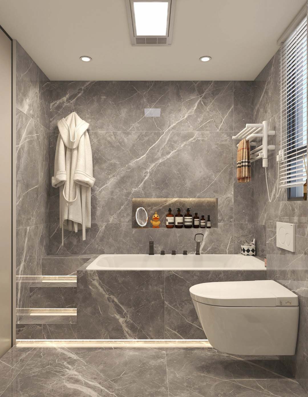 5 Idee per il bagno in marmo grigio Storie dei clienti