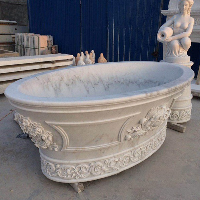 Fornitori di vasche da bagno indipendenti in marmo bianco Calacatta coltivato