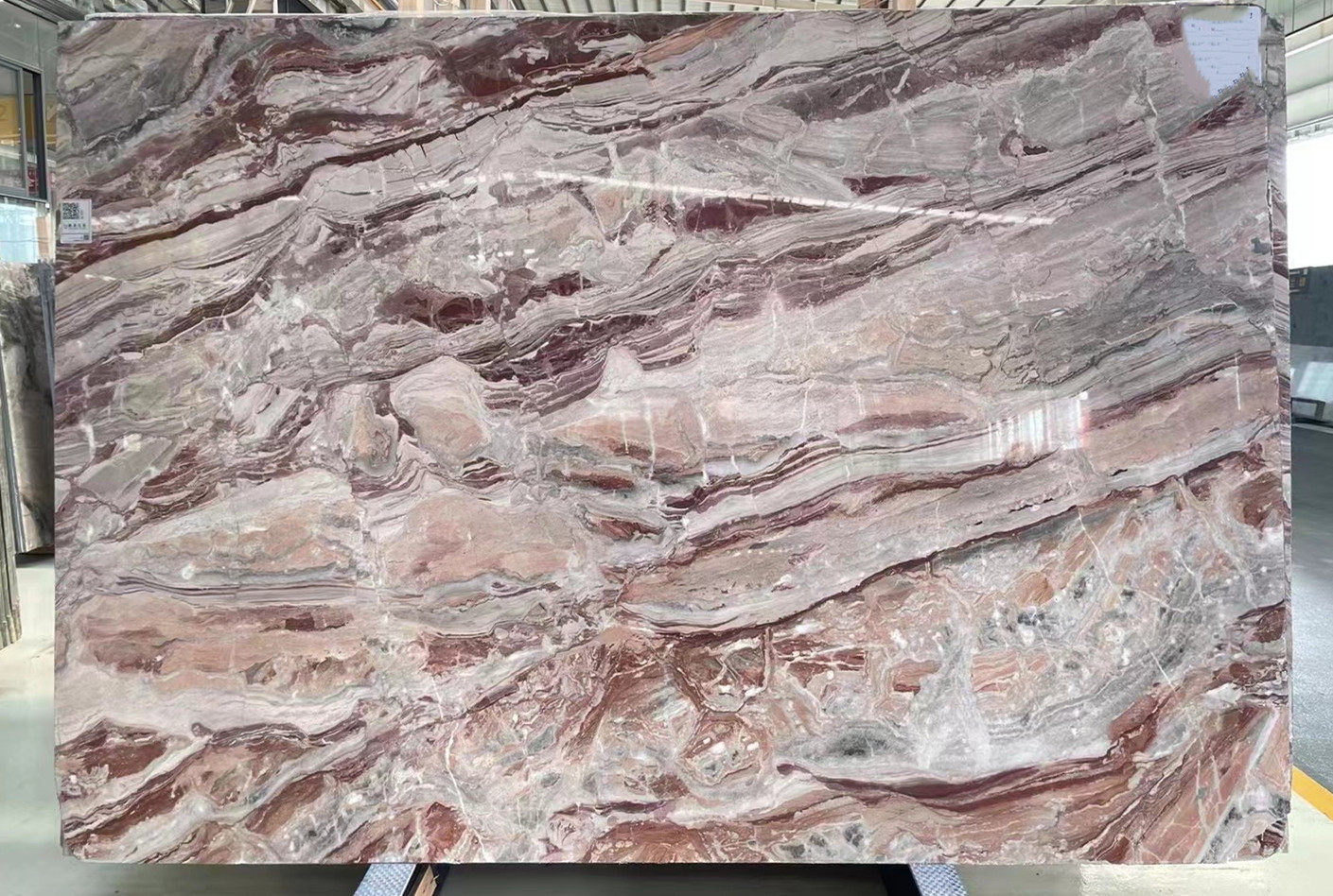 Elegant Red and Grey Veins Marble