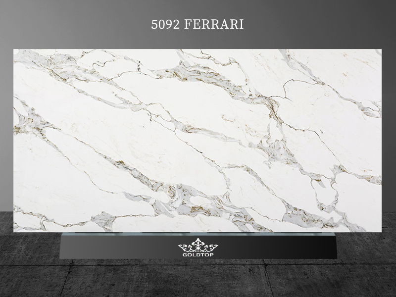 5092 Ferrari Calacatta White Quartz With Grey And Glod Veins