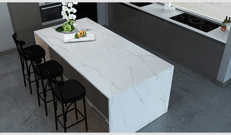 5088 Calacatta Trento White Quartz Slab Countertops Factory