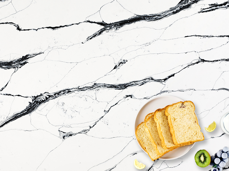 5087 River Black Quartz Calacatta Slab Factory Direct Sales