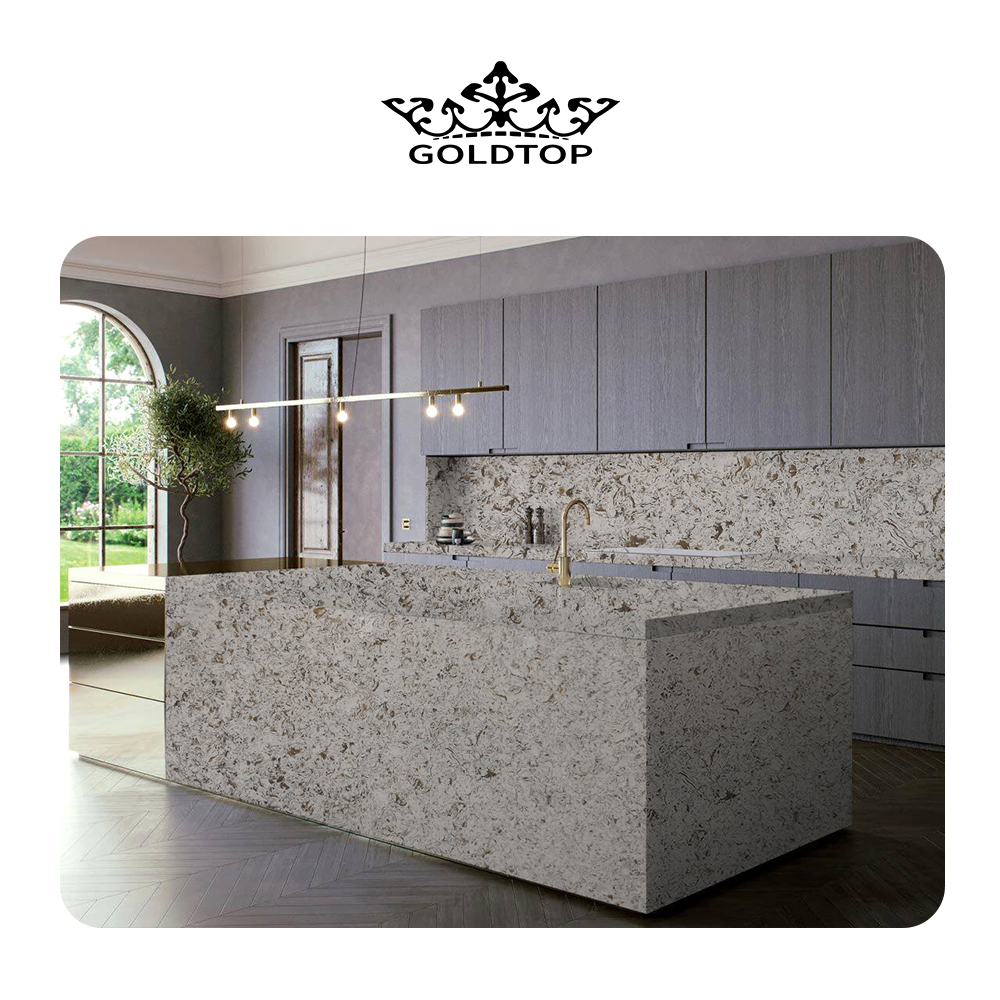 4026 Beige River Marble Quartz Slab