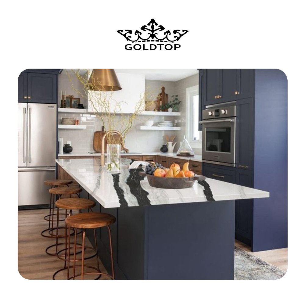 5008 Panda White Calacatta Quartz Slab for Countertops