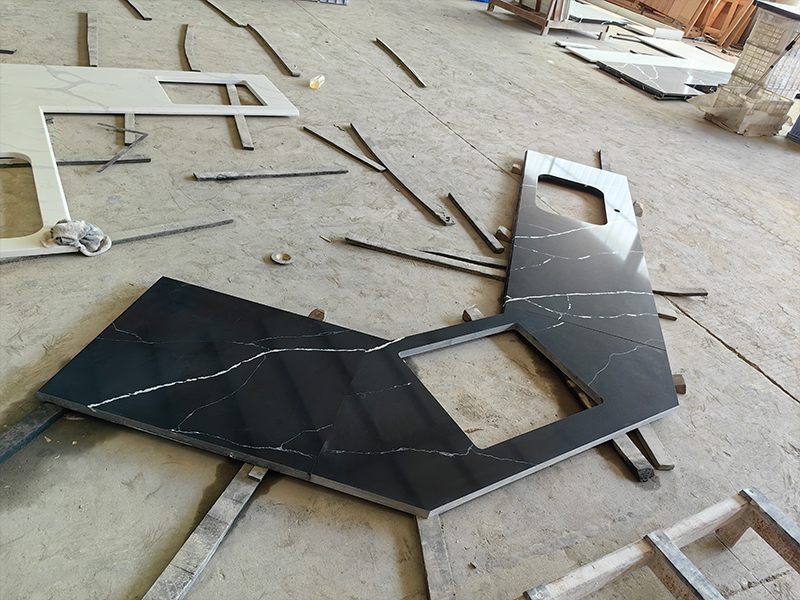 5064 Calacatta Black Quartz Countertops Factory Wholesale