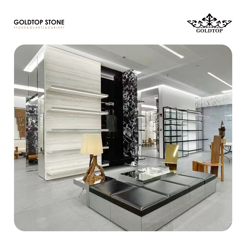 Project Case of Crema Toscana Travertine for Luxury Shop CELINE