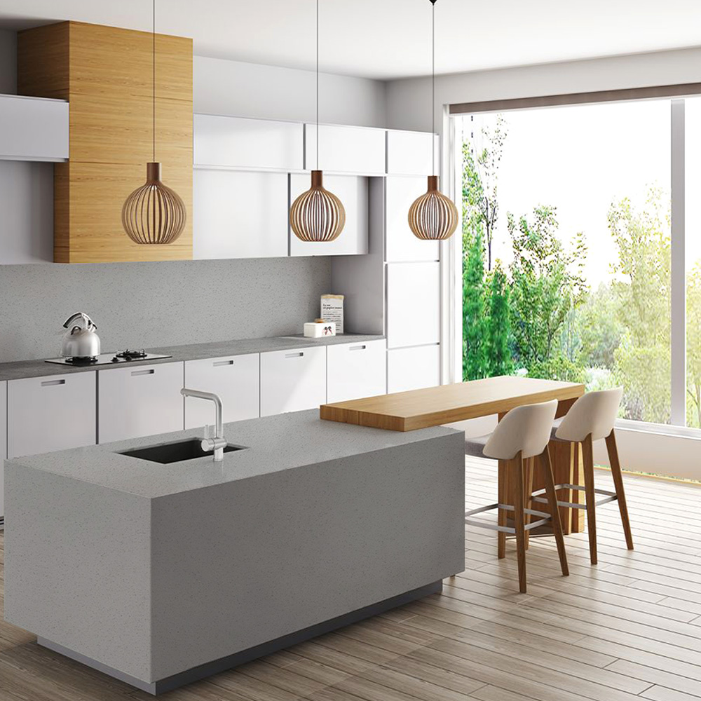 2008 Pure Light Grey Sparkling Quartz Countertop Suppliers