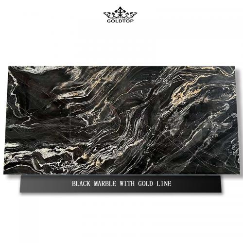 Black Marble with Gold Line Slabs